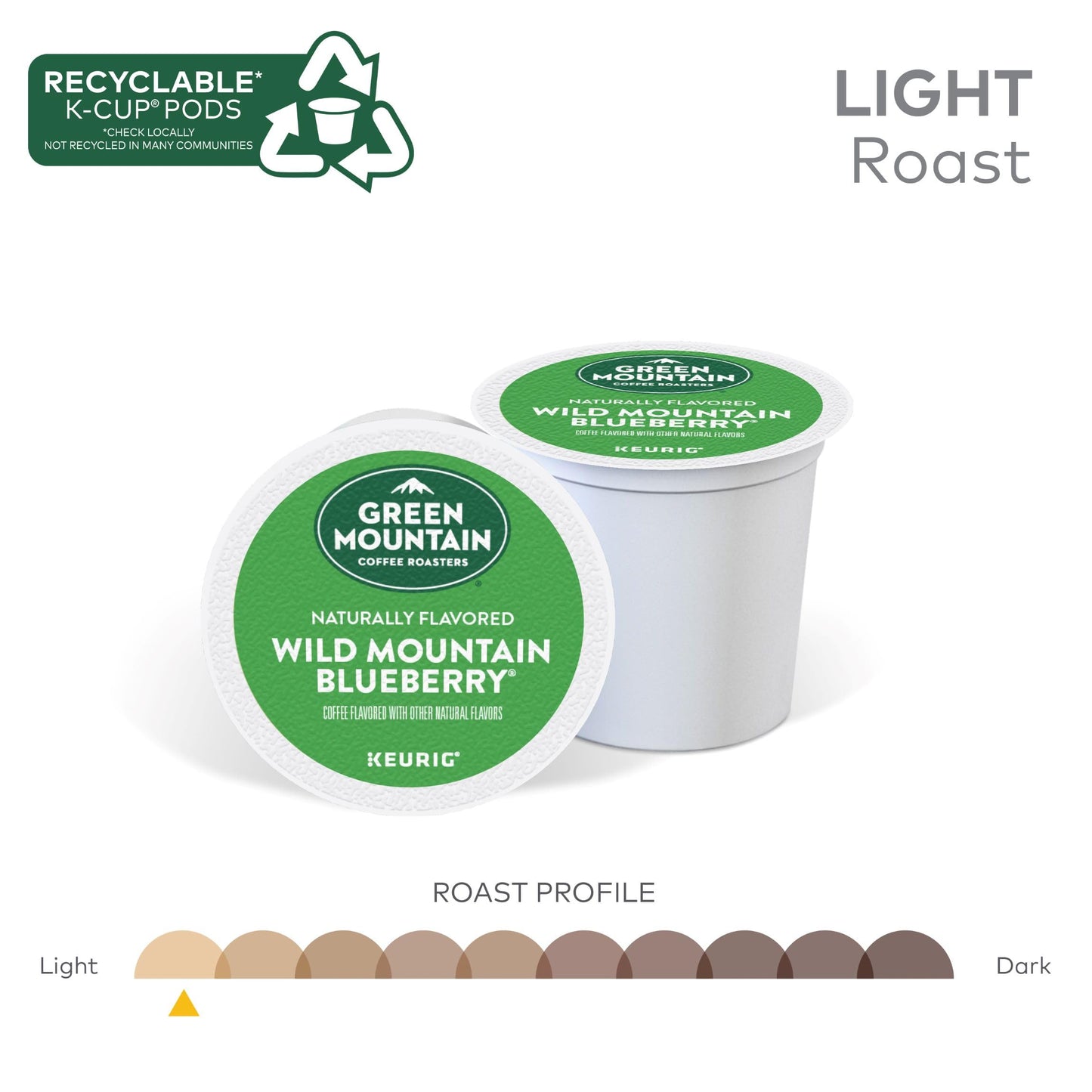 Green Mountain Coffee, Wild Mountain Blueberry, Single-Serve Keurig K-Cup Pods, Light Roast, 48 Ct (2 Boxes of 24 Pods)