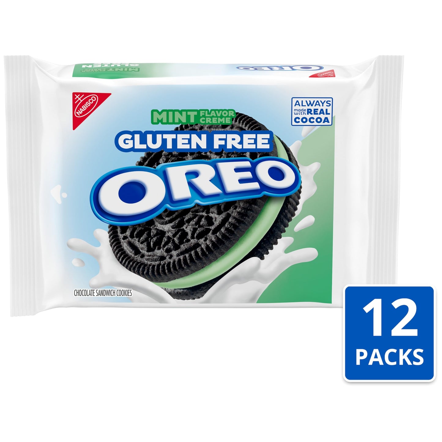 Oreo Gluten Free Mint Creme Chocolate Sandwich Cookies, Gluten Free Cookies, 12 - 12.47 Oz Packs