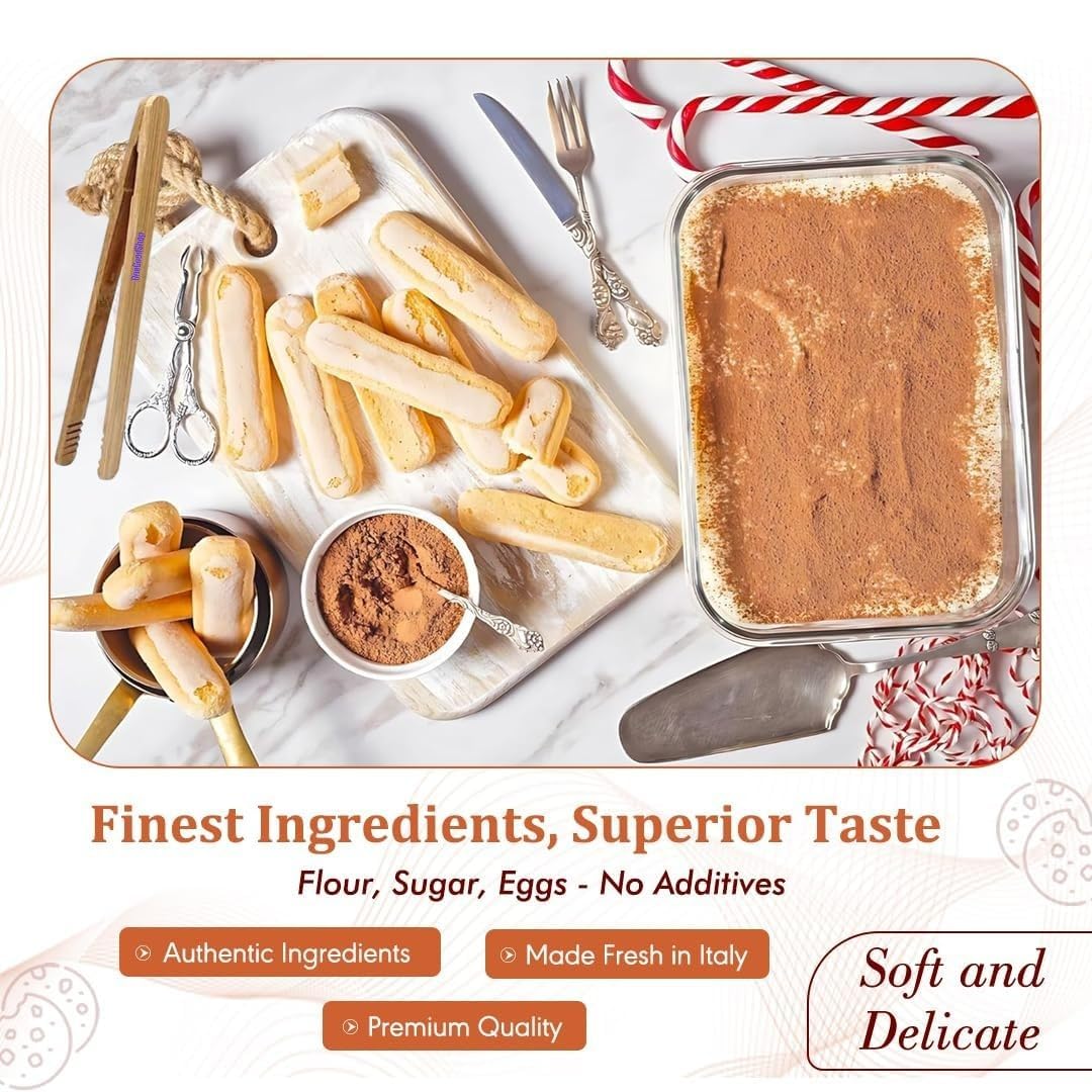 Piacelli Ladyfingers Tiramisu Speciale - Authentic Italian Sponge Lady Fingers For Tiramisu - Traditionally Baked Ladyfinger Coo