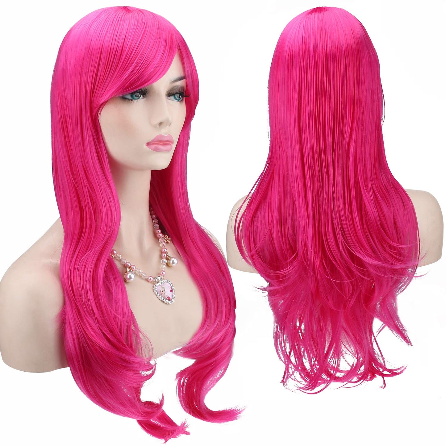Akstore 28 70Cm Fashion Wigs Long Wavy Curly Hair Cosplay Wig  Wig Cap (Rose)