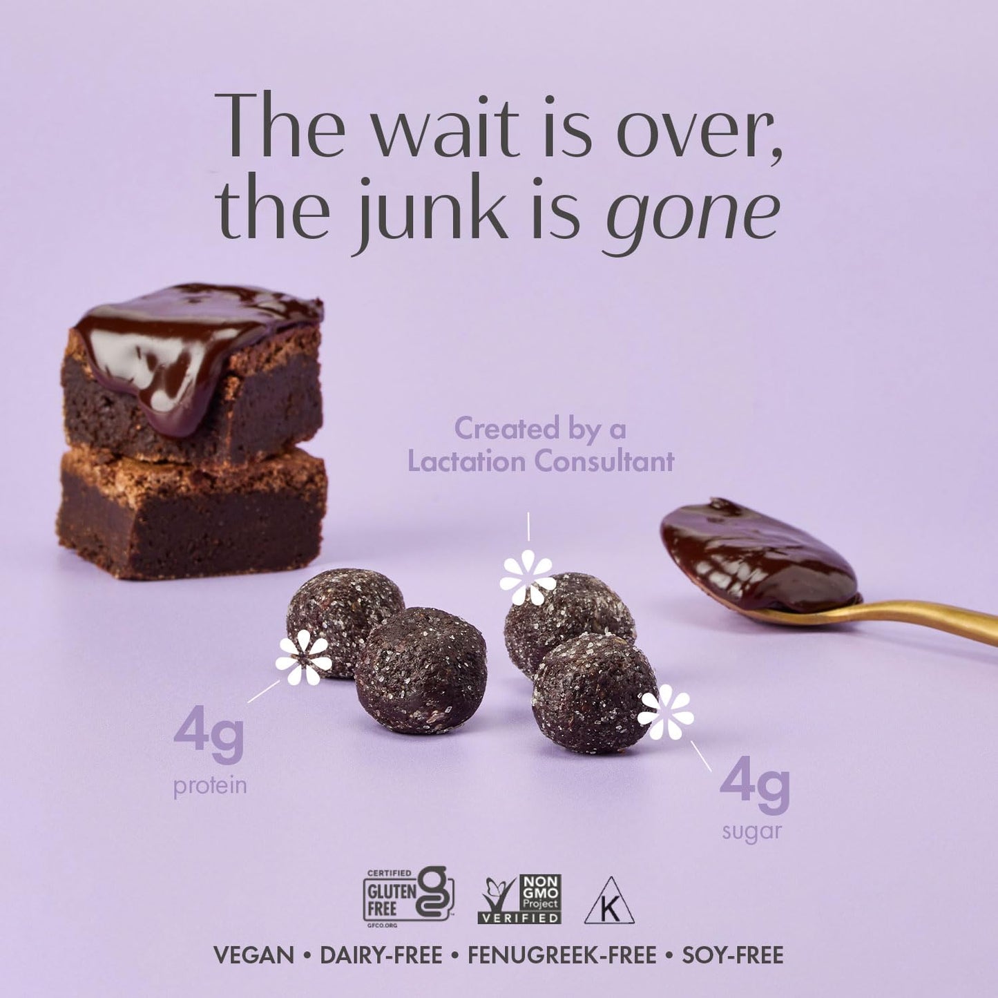 Boobie Lactation Cookies, Brownie Fudge | Vegan, Gluten-Free, Dairy-Free, Soy-Free Plant-Based Protein + Prebiotics | 5g Sugar,