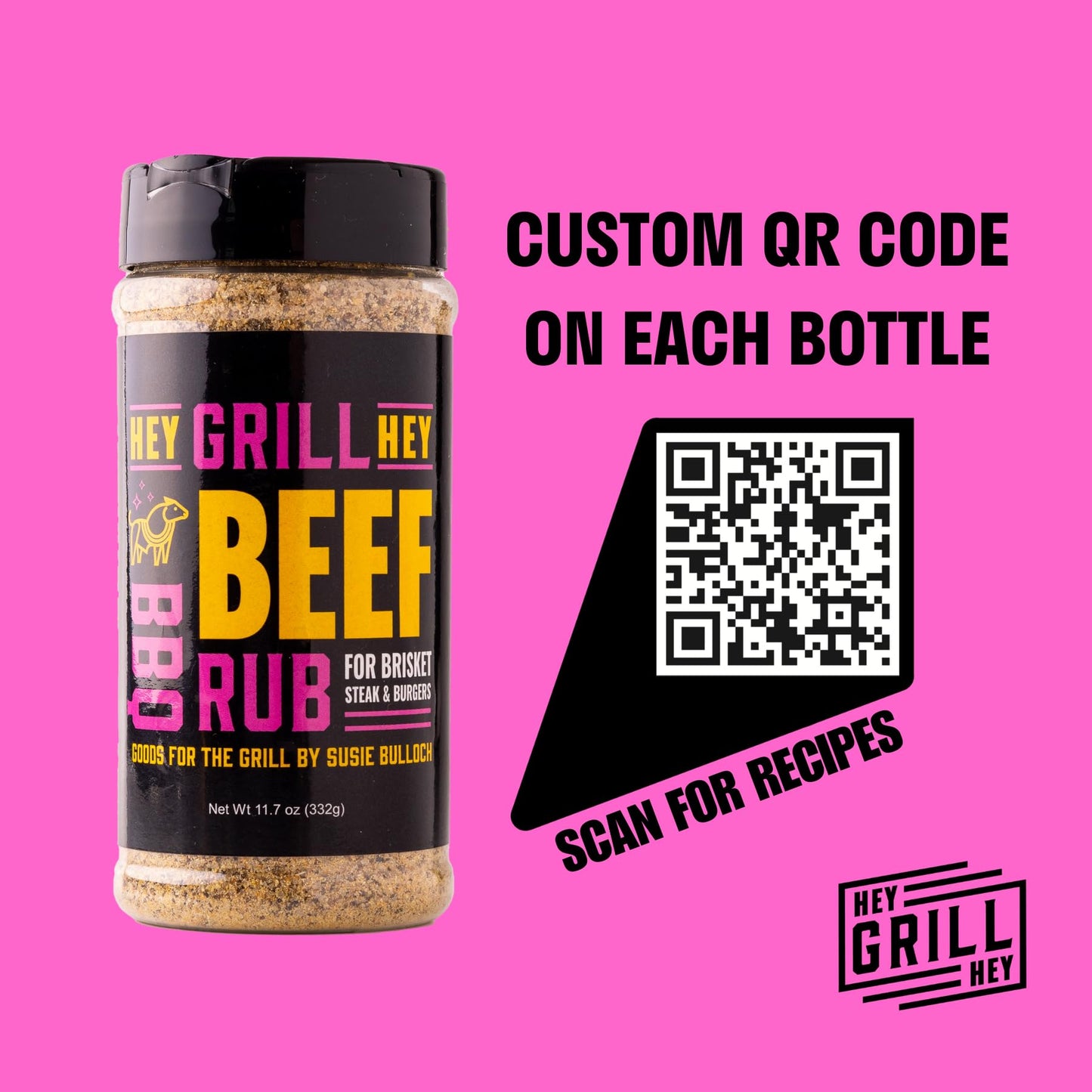 Hey Grill Hey | Beef Rub 11.7 Oz | Nbbqa Award Winning Rub. Geat Brisket Seasoning, Burger Seasoning, Steak Seasoning, Veggies A