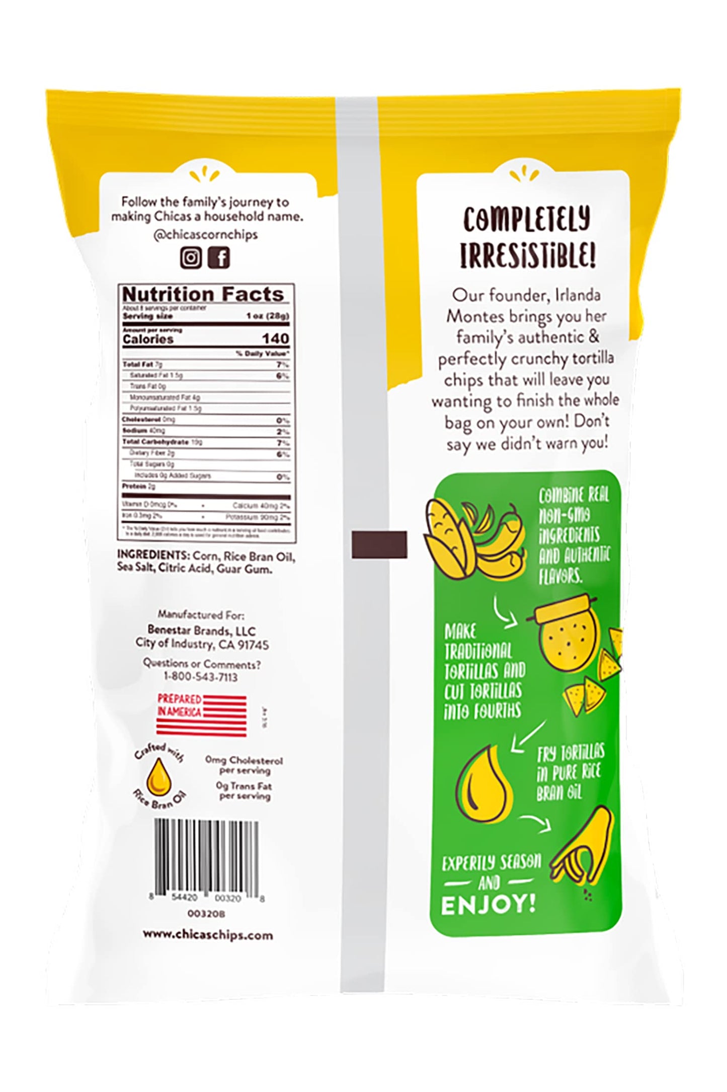 Chicas Corn Tortilla Chips - Vegan, Gluten Free, 8 oz (Pack of 4) - Perfect for Dips, Salsa, Nachos & More
