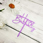 Happy Birthday Cake Topper For Birthday Party Decorations - Purple Acrylic