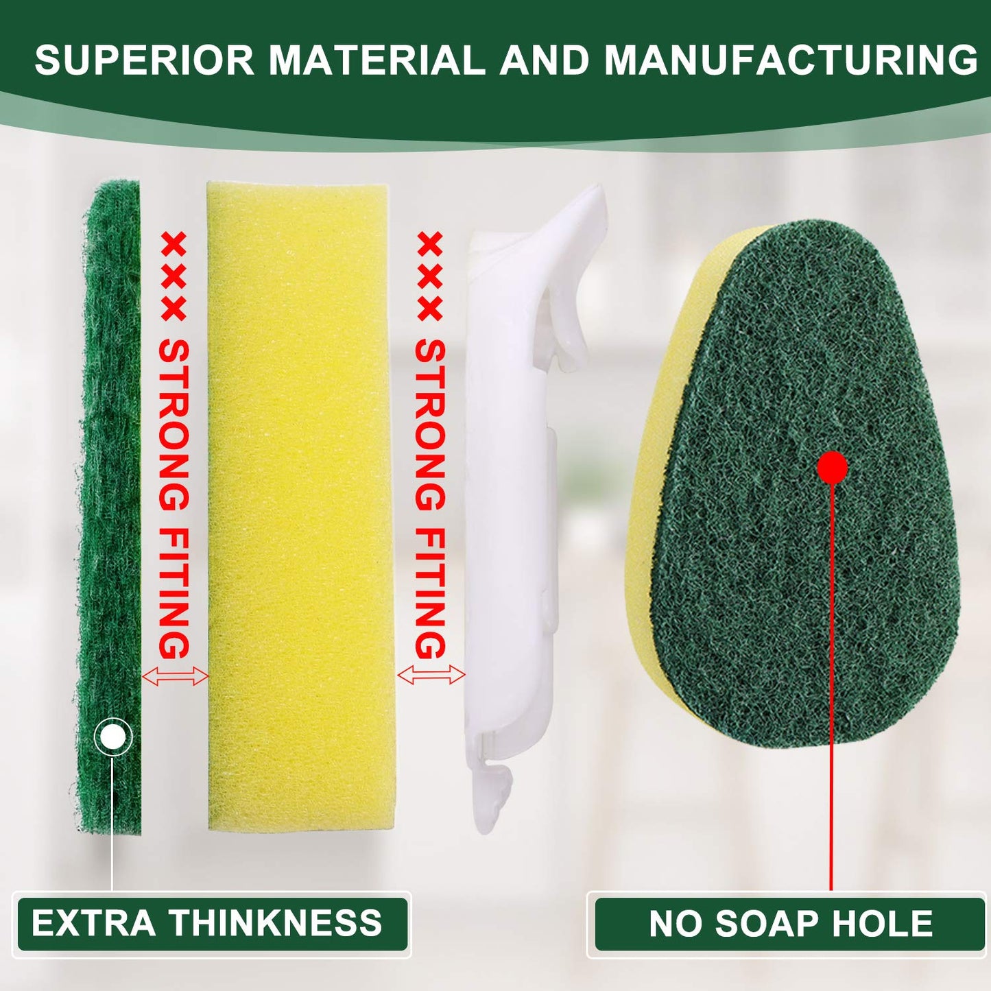 Dish Wand Refill 12Pack, Durable Dish Wand Sponges,Common Dish Wand Refill Heads Replacement For Kitchen Cleaning