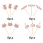 YCTHUNFISH Cat Cake Toppers - 24 Pc Black Glitter Cupcake Decorations - Small - Meow Rose Gold