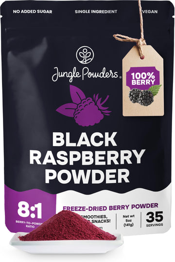 Black Raspberry Powder 5 Ounce Bag - 3rd Party Lab Tested Freeze Dried Raspberries Fruit Whole Berry for Baking, Unsweetened Add