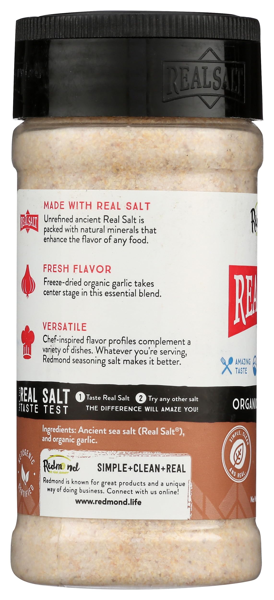 Redmond Real Sea Salt - Natural Unrefined Gluten Free, Garlic Salt 4.75 Ounce