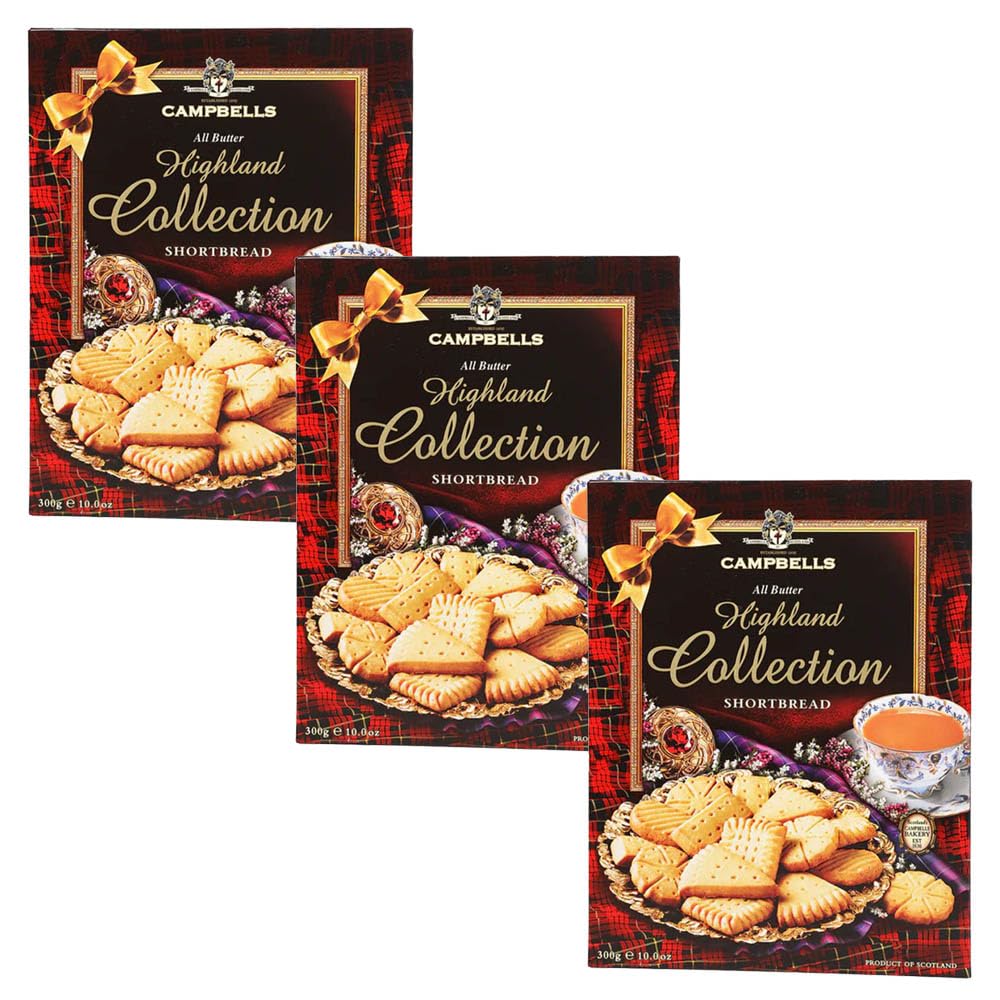 Campbells Shortbread All Butter Highland Collection Assorted Cookies | Scottish Assortment Cookies Box | Buttery Scotland Biscui