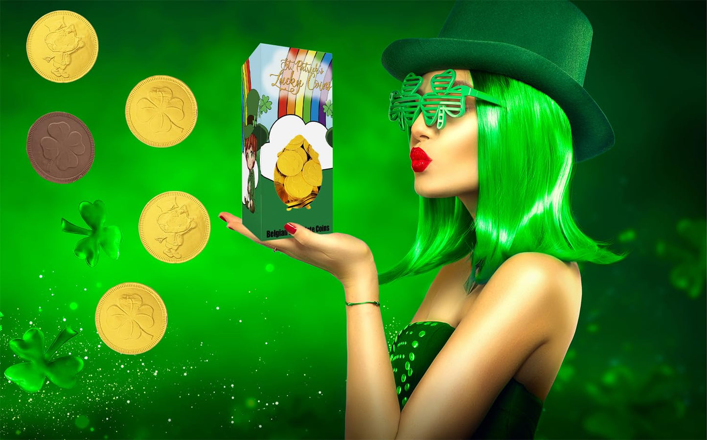 Fruidles St. Patrick'S Day Chocolate Coins Lucky Gold Coins Foils, Belgian Milk Chocolate Coins Bag Nut-Free (200-Pack)