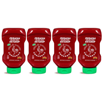 Huy Fong Hot Sriracha Chili Sauce Tomato Ketchup, Gluten Free, 20 Ounce Squeeze Bottles, 4-Pack