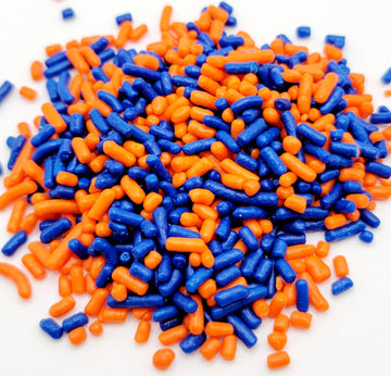 NCS Orange and Dark Blue Edible Jimmies Mix Sprinkles, 8 ounces - Great for Cupcakes, Cookies, Cakes, Cakes Pops