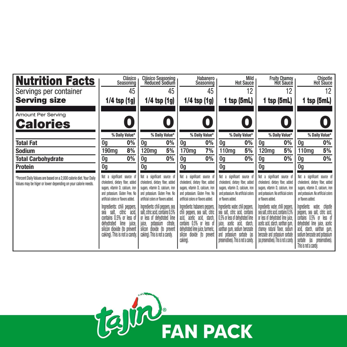 Tajin Fan Pack - Variety Pack of 6 Blends - 1 Count
