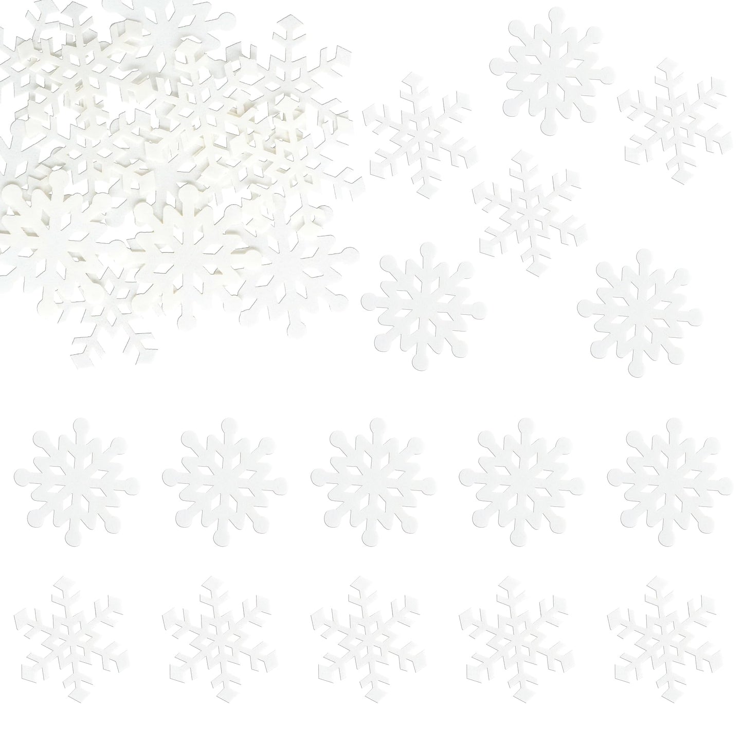 Gyufise Edible Snowflakes Cupcake Toppers - 60Pcs Wafer Paper Sprinkles for Christmas - 1.7 inches - White