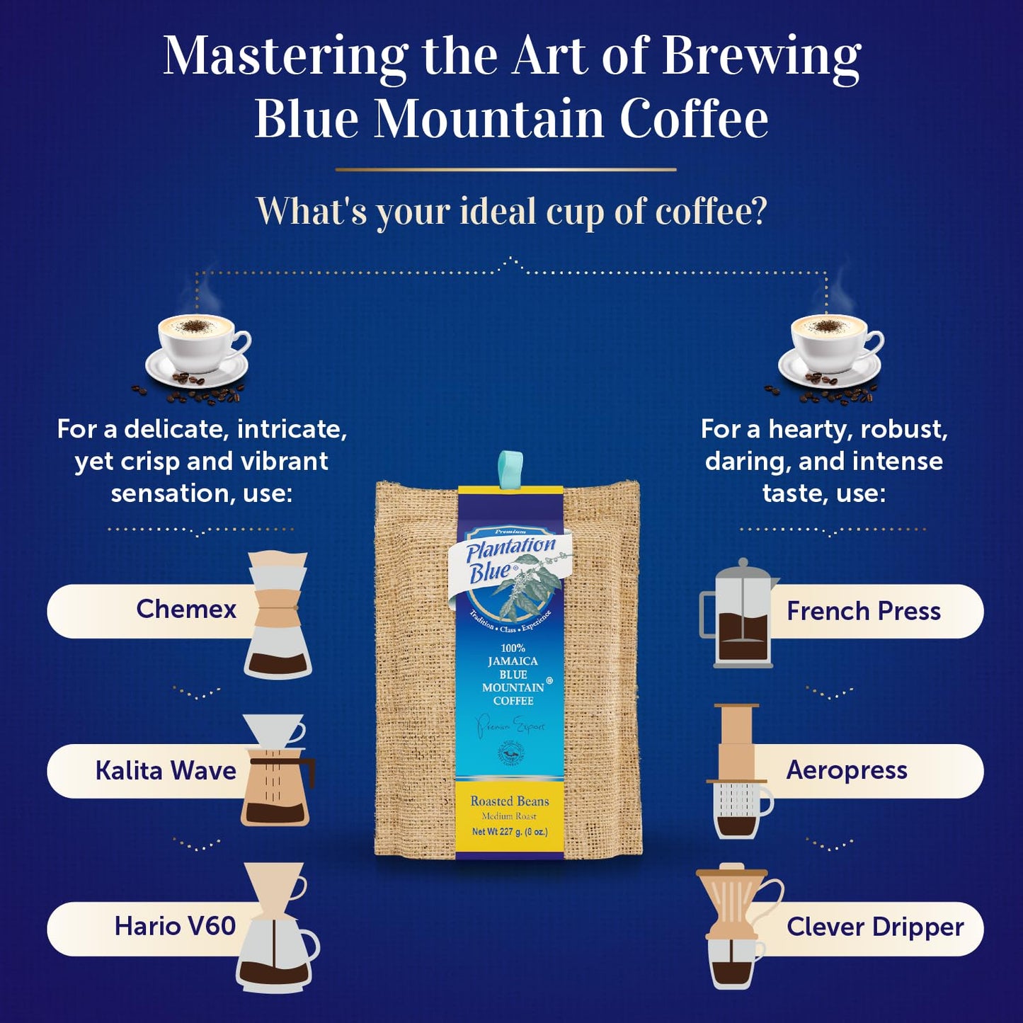 Plantation Blue 100% Blue Mountain Coffee Medium Roast Whole Beans From Jamaica (8Oz)