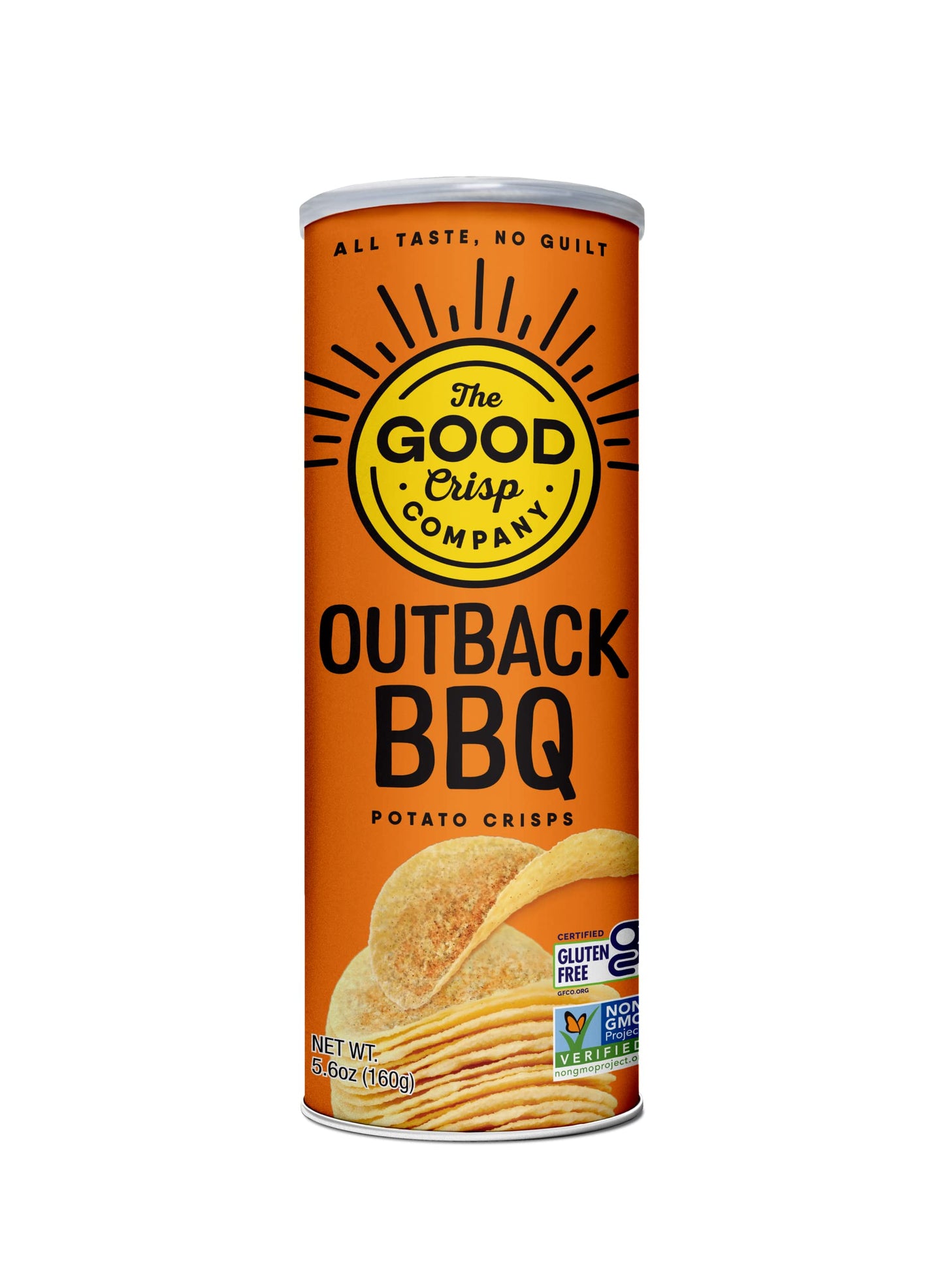 The Good Crisp Company, Outback Bbq, Gluten Free Potato Chips (5.6 Ounce Canisters, Pack Of 8), Non-Gmo, Allergen Friendly, Potato Chip Snack Pack, Gluten Free Snacks