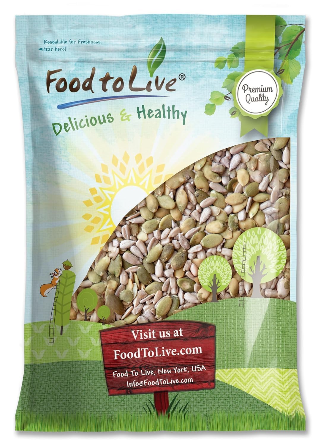 Food to Live Organic Dry Roasted Sunflower and Pumpkin Seed Mix, 8 Pounds - Oven Roasted, No Oil added, Healthy, Natural Snack, 