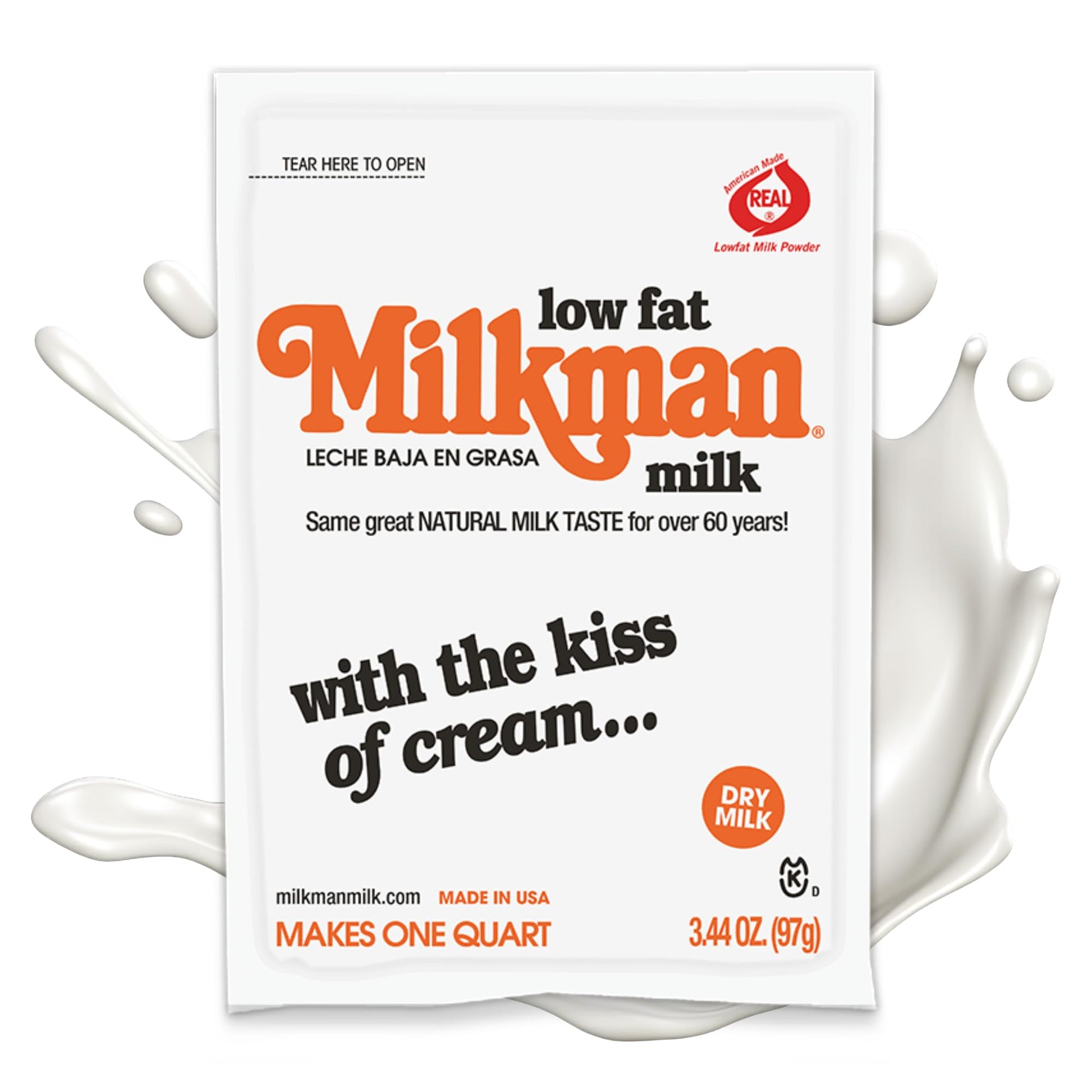 Milkman Low-Fat Milk - Instant Dry Milk Powder Packets - For Coffee, Baking, or Travel - Just Add Water, Makes One Quart - Class