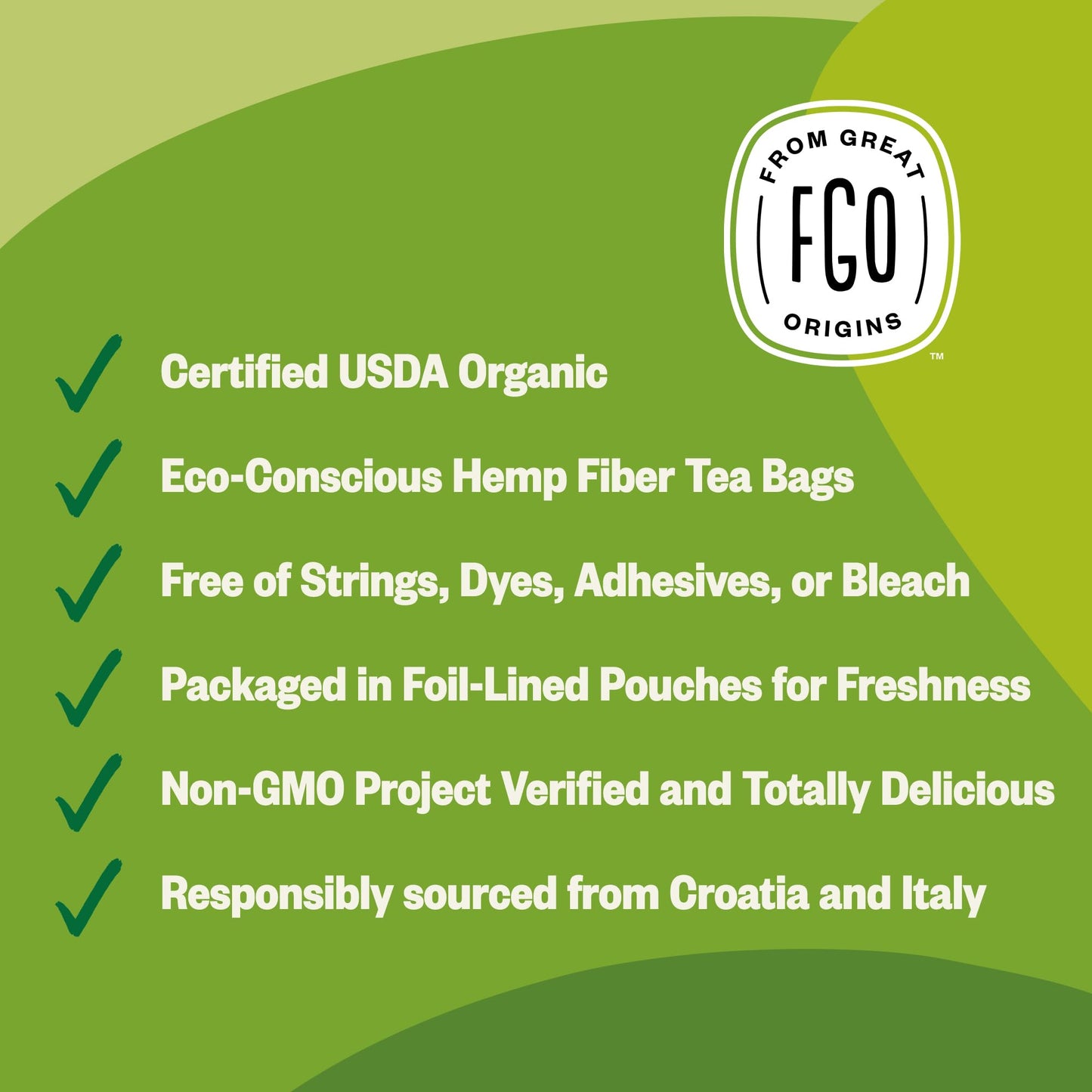 FGO Organic Lemon Balm Tea - Caffeine Free Herbal Tea Bags, 100 Count, Eco-Conscious Resealable Bag