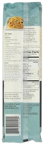 Hakubaku Organic Udon, Authentic Japanese Wheat Noodles, No Added Salt, 9.5 Ounce (Pack Of 8)