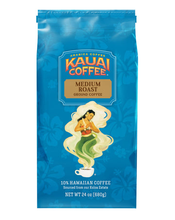 KAUAI COFFEE Medium Roast Gourmet Arabica Coffee, 24 Ounce, Koloa Estate, Bold Rich Blend