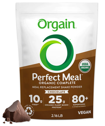 Orgain Perfect Meal, Organic, Vegan Meal Replacement Protein Powder, Chocolate - 25G Plant Based Protein, 80+ Superfoods, 1B Pro