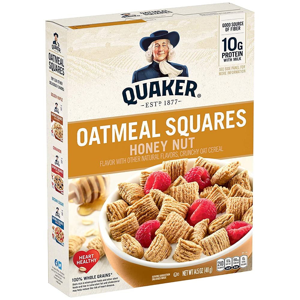Quaker, Oatmeal Squares, Honey Nut, 14.5 Oz