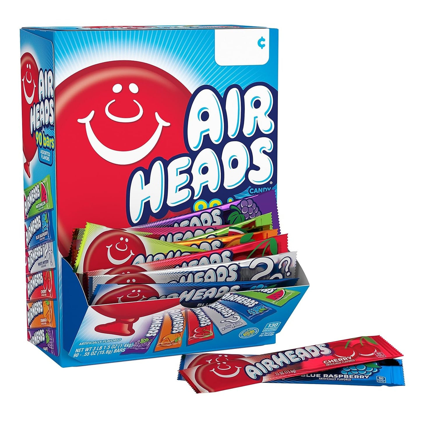 Airheads Candy Bars, Variety Bulk Box, Chewy Full Size Fruit Taffy, Back To School, Halloween, Non Melting, Concessions, Parties