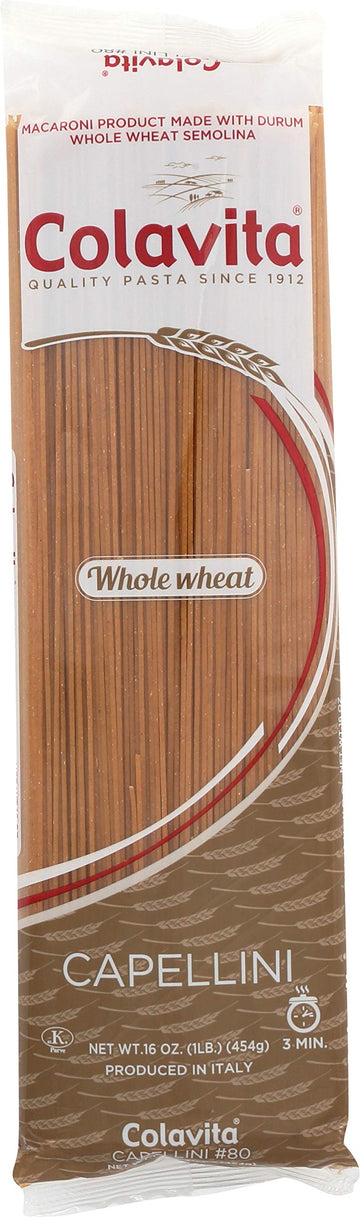 Colavita Pasta - Whole Wheat Capellini, 1 Pound - Pack of 20