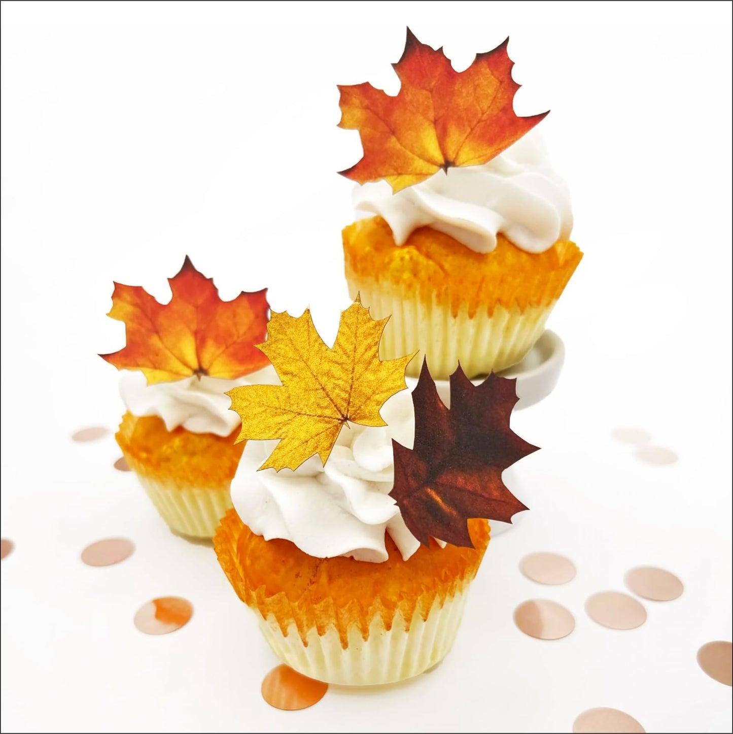 Sugar Robot Inc. Edible Fall Leaves Set of 24 - Wafer Cake & Cupcake Toppers - Mixed Leaves