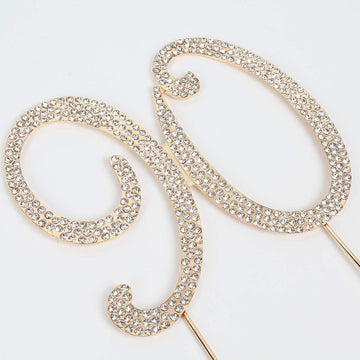 Hatcher lee 90th Birthday Cake Topper - Bling Crystal Gold - Metal - Model HCL-034