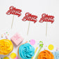 24Pcs Happy Birthday Cupcake Toppers Red Glitter Birthday Cupcake Food Picks For Celebrating Happy Birthday Party Cake Decoratio