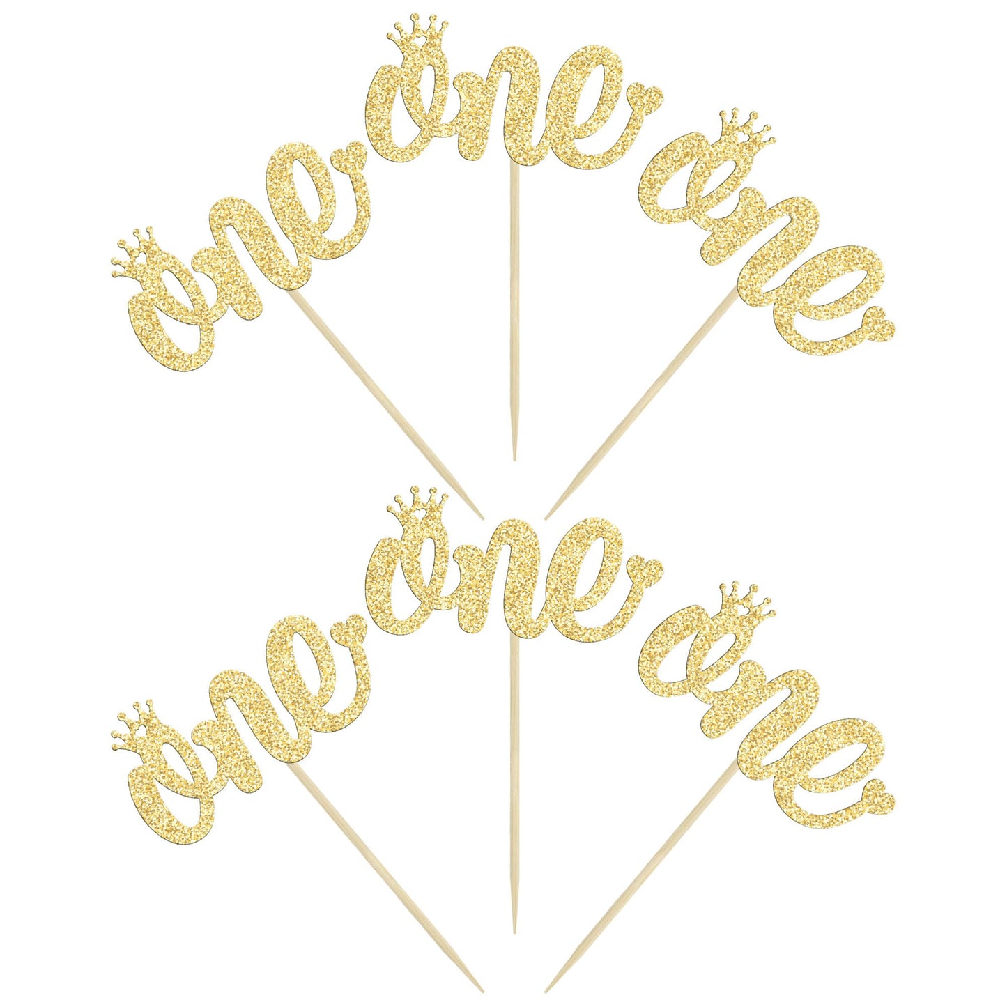 Gyufise 24 Pack One Cupcake Toppers Gold Glitter First Birthday Decorations For Kids Boy Girl First Birthday Party Decoration Supplies