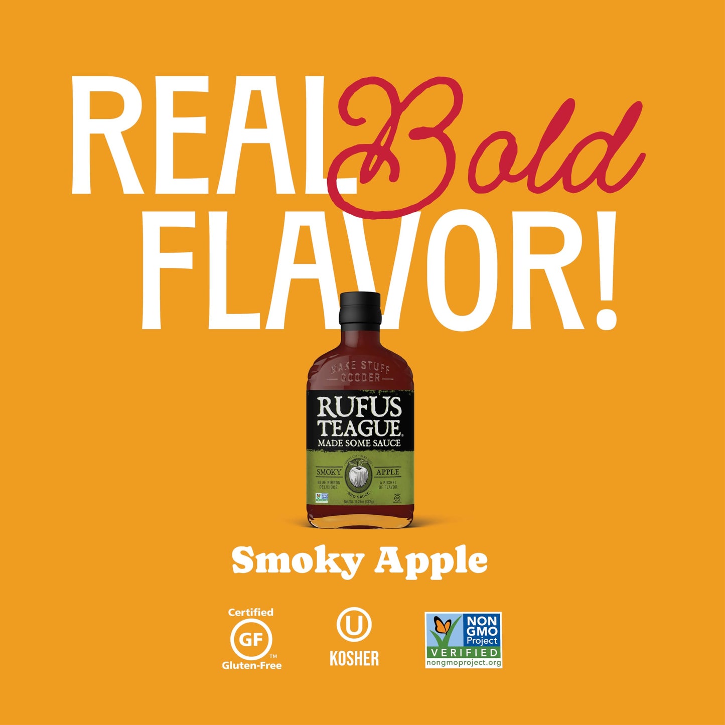Rufus Teague Smoky Apple BBQ Sauce - Premium Barbecue Sauce - 15.25 oz Bottles - 2 Pack