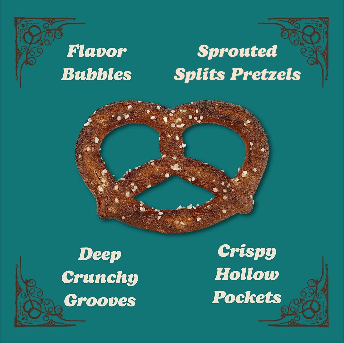 Unique Snacks Sprouted Splits Pretzels, Non-GMO, OU Kosher, 8 Oz. Bag, Pack of 3