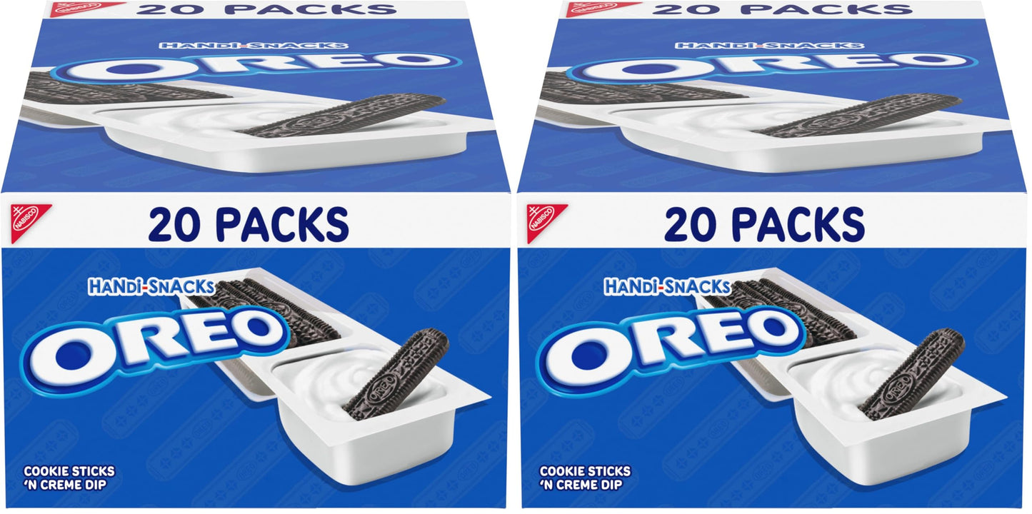 Handi-Snacks OREO Cookie Sticks N Creme Dip Snack Packs, 20 Snack Packs (Pack of 2)