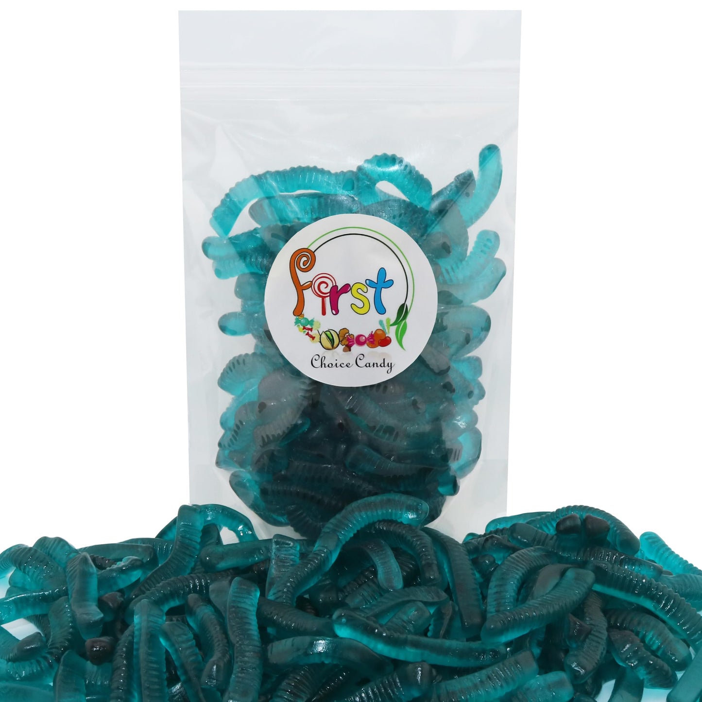 Firstchoicecandy Sweet & Sour Gummy Worms, Multi Flavors And Solid Colors (5 Pound, Blue Raspberry)