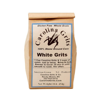 Carolina Grits Company Traditionally Stone Ground Carolina White Grits, Whole Grain, Gluten Free and non-GMO (White, 1 Pack (16 