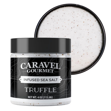 Caravel Gourmet Black Truffle Salt, Truffle Seasoning, 4oz Jar, White