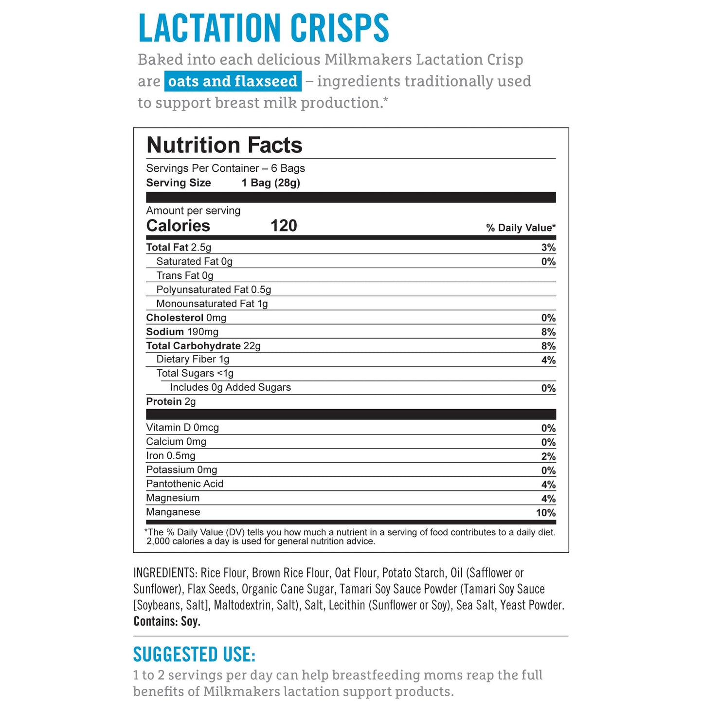 Munchkin Milkmakers Lactation Crisps For Nursing, Breastfeeding & Pumping Moms - Gluten Free & Fenugreek Free Crackers With Milk