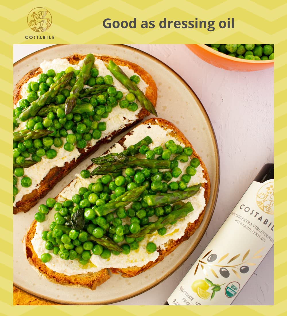 Lemon Olive Oil Extra Virgin from Puglia Italy. Organic Olive Oil from a Single Grove Infused with Lemon. Great for Baking, Sala