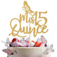 Mis Quince Gold Glitter Cake Topper, 15Th Birthday Decorations, Feliz 15 Aos, Cheers To 15 Years, 1 Pc, Yellow