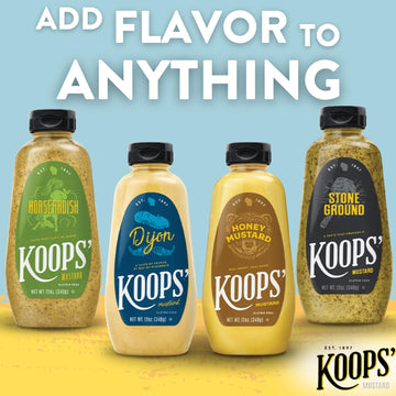 Koops' Best Sellers Mustard Variety Pack - Horseradish, Dijon, Honey Mustard, & Stone Ground - Gluten-Free, Kosher, Made In Usa,