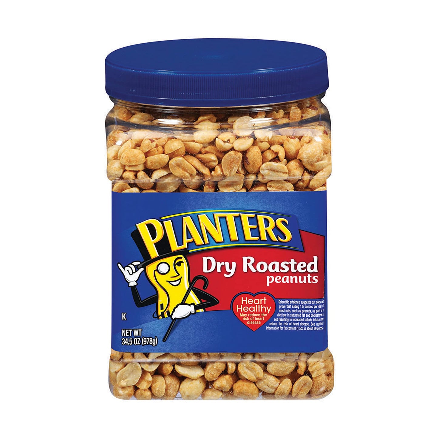 Planters Dry Roasted Peanuts, 34.5 Oz Resealable Plastic Jars (Pack Of 6) - Peanuts With Sea Salt - Peanut Snacks - Shareable Snacks - Great School Snack Or Work Snack - Kosher