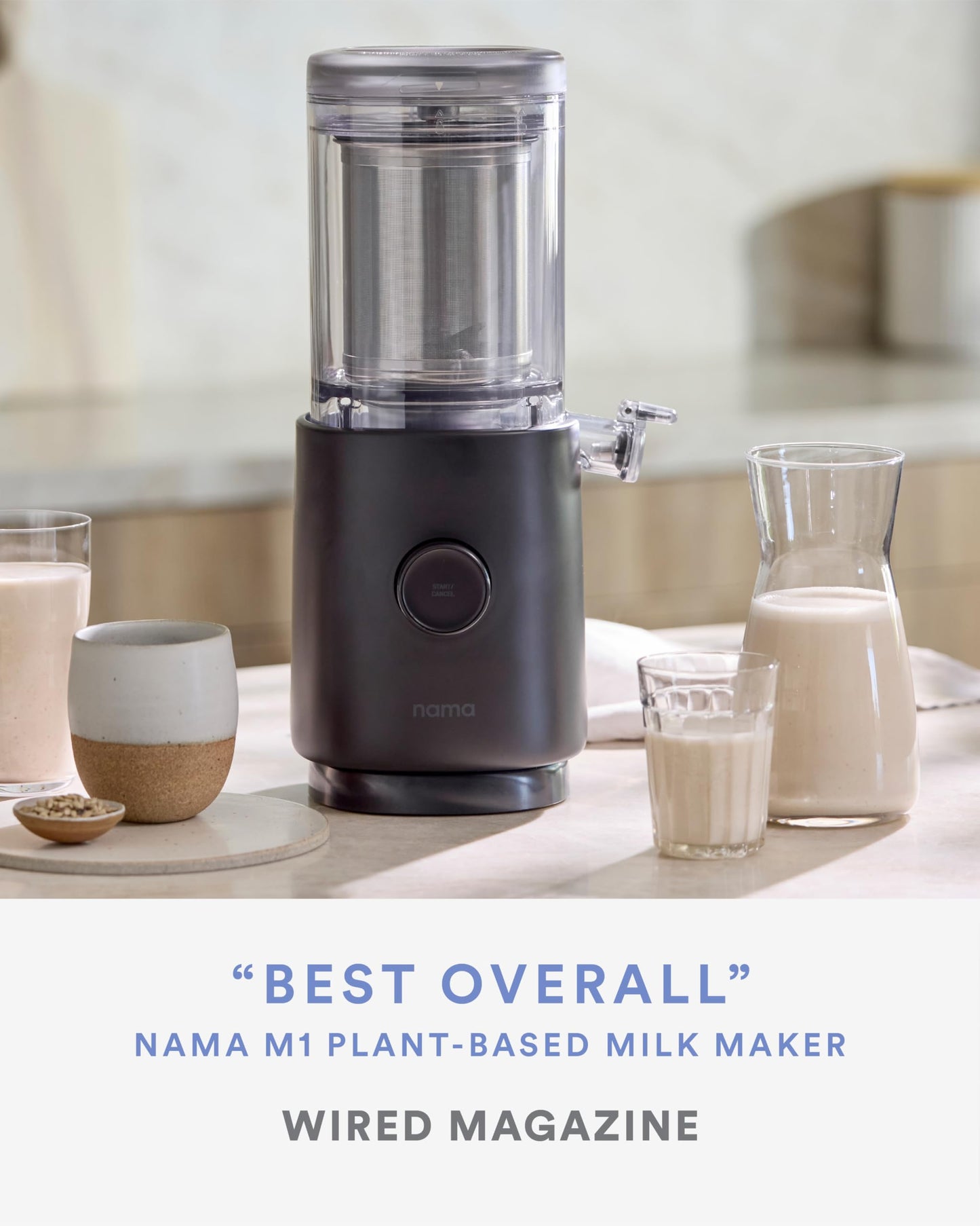 Nama M1 Plant Milk Maker - Homemade Oat  Seed  & Nut Milk Maker Machine - Smooth  Creamy Texture Barista Quality Milk in Minutes - Blends & Strains in One Container - Easy to Clean