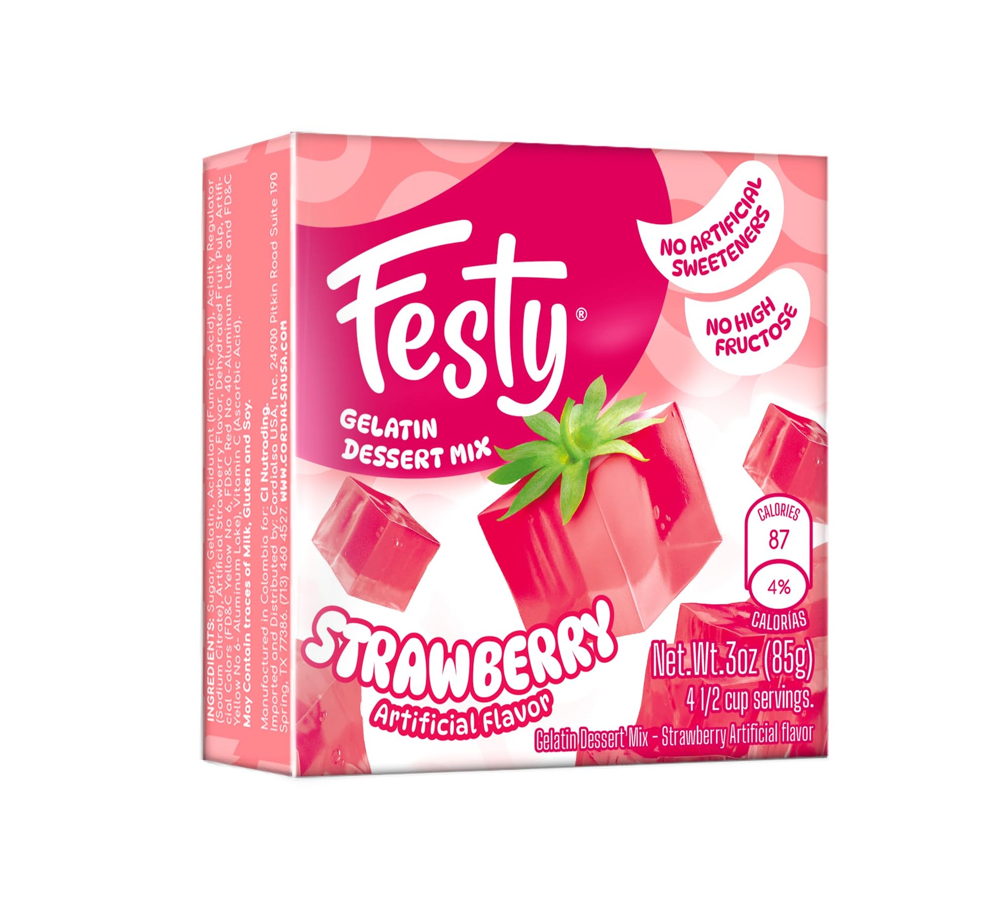 Festy Strawberry Gelatin Dessert Mix, 3 oz