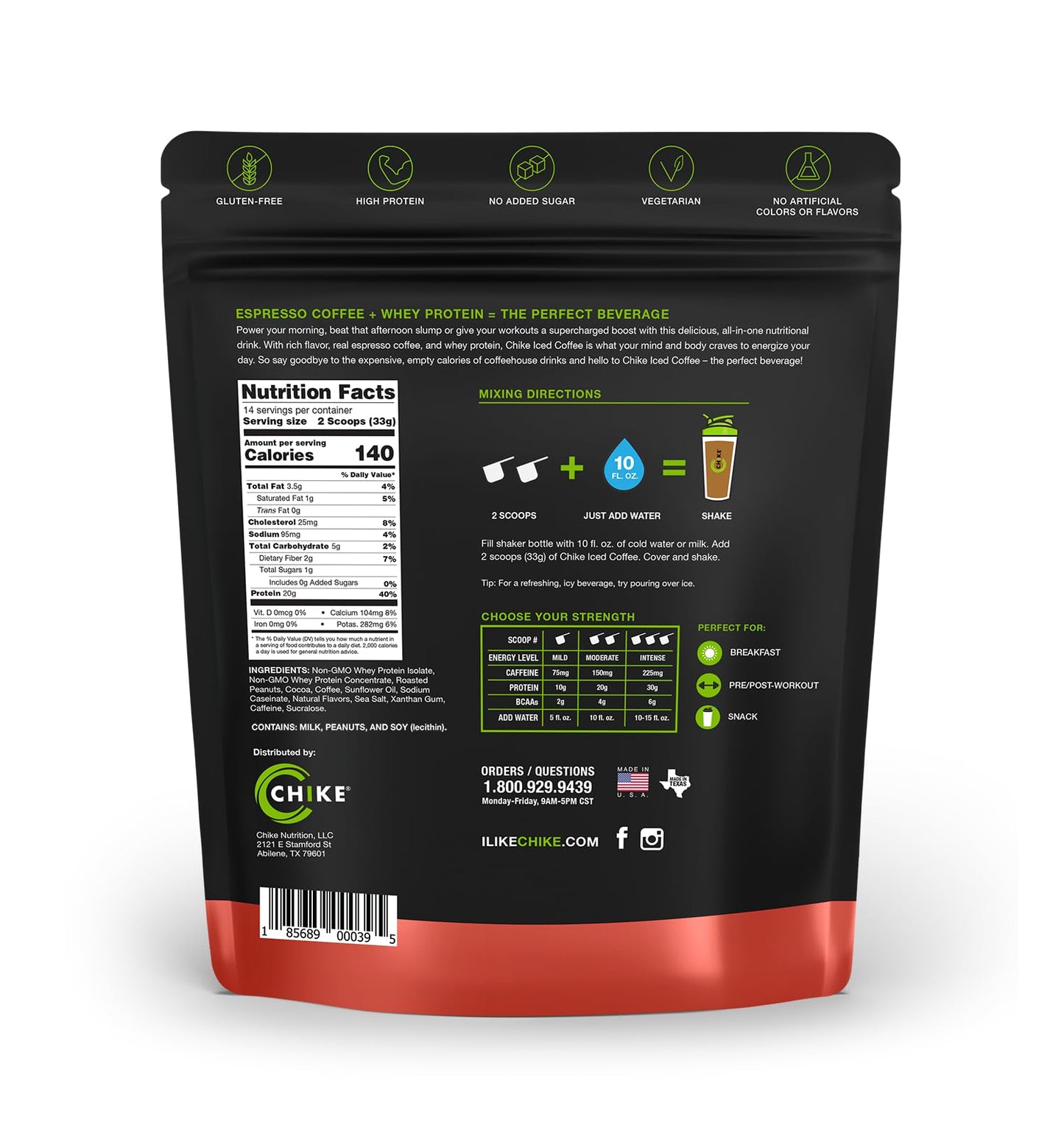 CHIKE High Protein Iced Coffee, 20g Protein, 1g Sugar, Keto Friendly, 14 Servings, Chocolate Peanut Butter, 17.3 Ounce