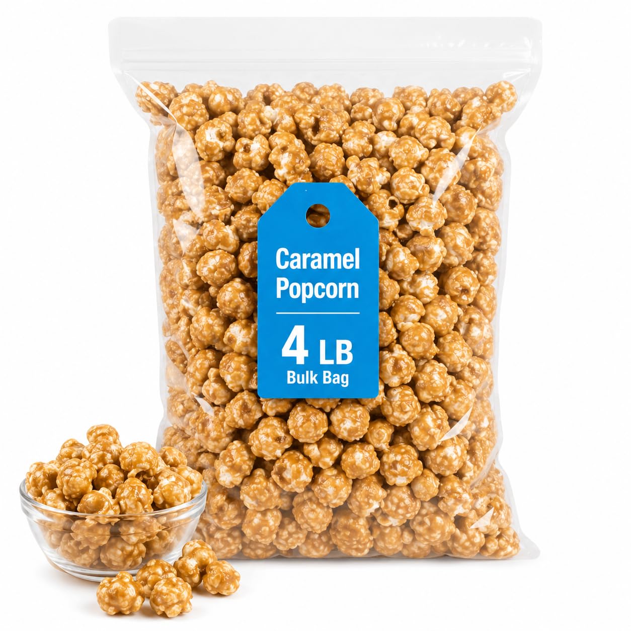 Caramel Popcorn, 4 lb Bulk Bag, Sweet Crunchy Snack for Parties & Sharing