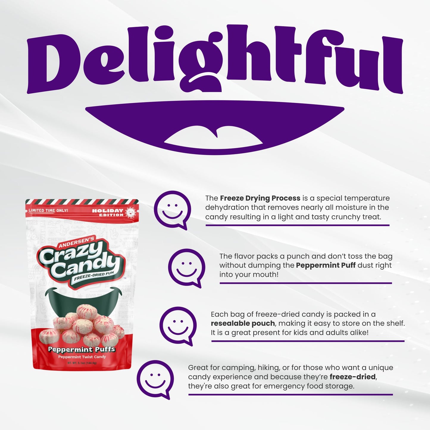 Andersen'S Crazy Candy Freeze Dried Candy - Freeze Dried Peppermint Puffs, 2.5 Ounces