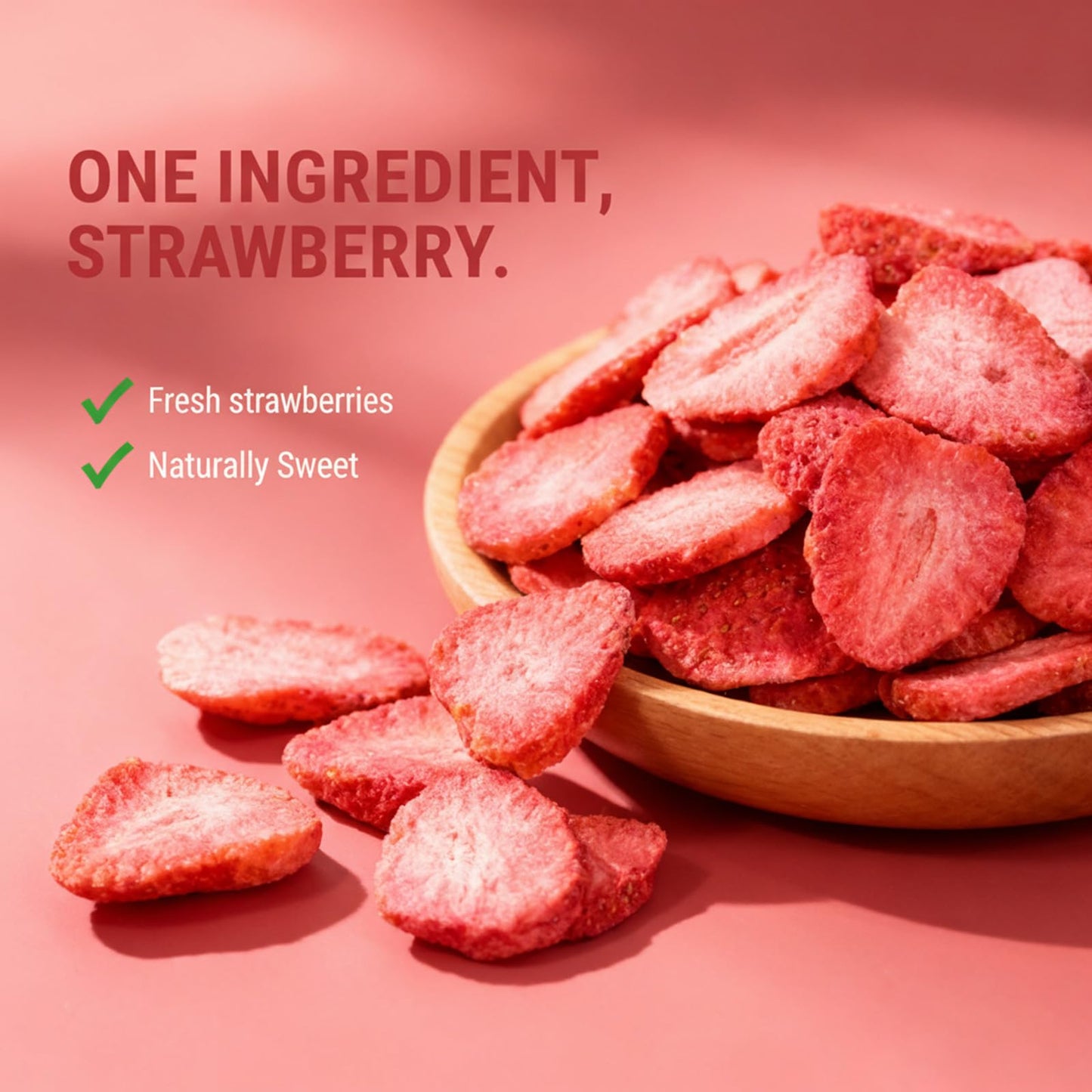 Freeze Dried Strawberries Slices for Yogurt, Smoothies, and Baking | Fruits Snack & Dessert Topping |Dry Strawberry Crisps, Yumm